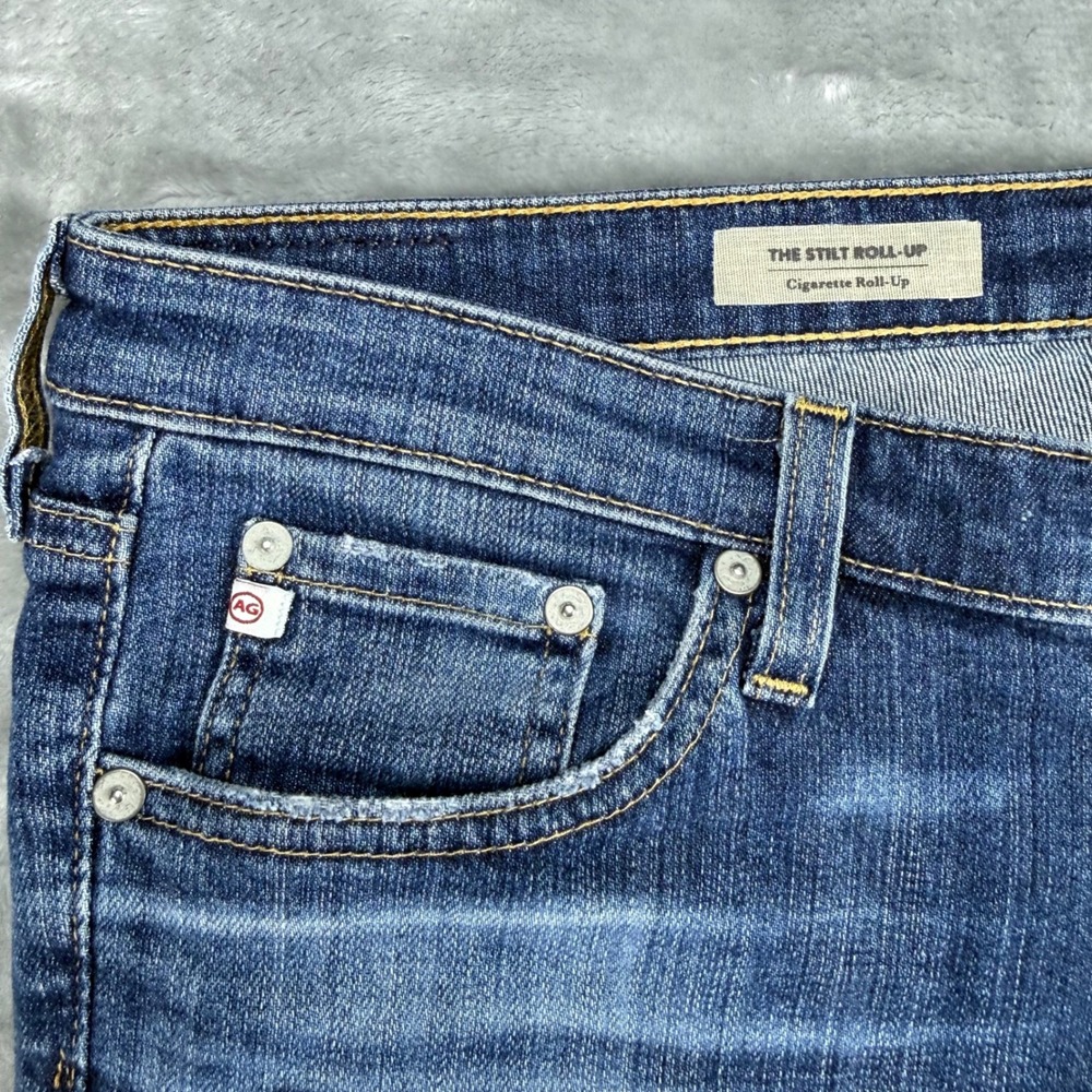 AG Adriano Goldschmied Stilt Roll-Up Cigarette Capri Blue Distressed Size 30 Y2K - Picture 4 of 16